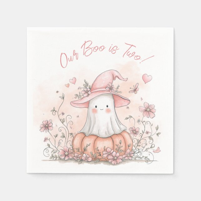 Our Boo is Two Halloween Birthday Napkin (Front)