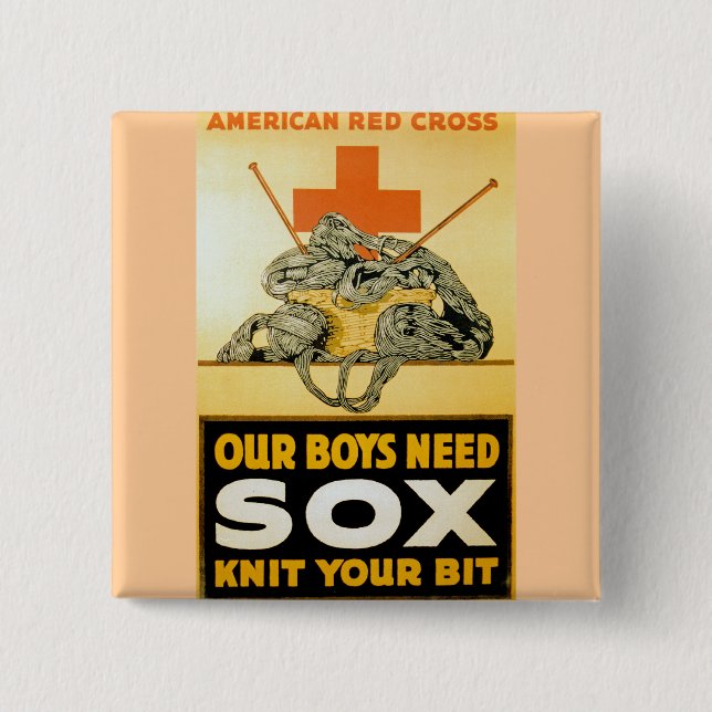 Our Boys Need Sox ~ Knit Your Bit 15 Cm Square Badge (Front)