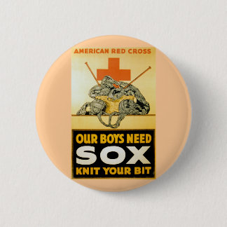 Our Boys Need Sox ~ Knit Your Bit 6 Cm Round Badge