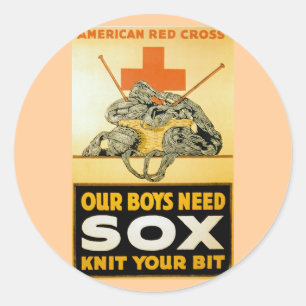 Our Boys Need Sox ~ Knit Your Bit Classic Round Sticker