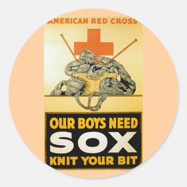 Our Boys Need Sox ~ Knit Your Bit Classic Round Sticker (Front)