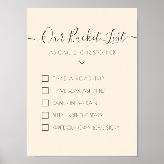 Our Bucket List Customised Keepsake Checklist Poster (Front)
