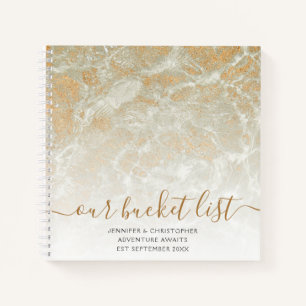 Our Bucket List Sand Marble Gold Glitter Notebook