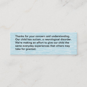 Our child has autism - card