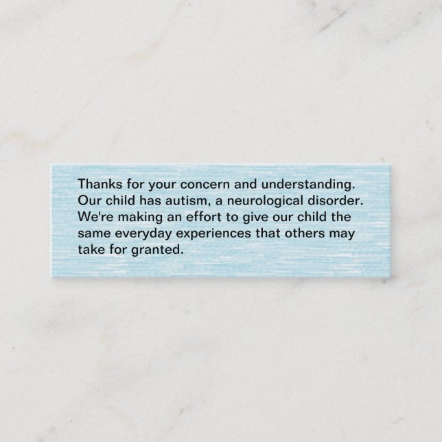 Our child has autism - card (Front)