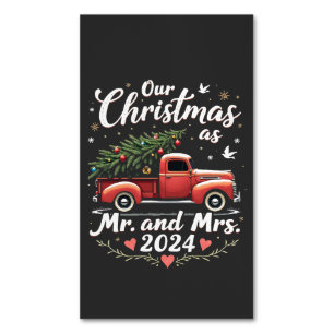 Our Christmas as Mr and Mrs 2024 Matching Couples Magnetic Business Card