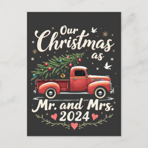 Our Christmas as Mr and Mrs 2024 Matching Couples Postcard