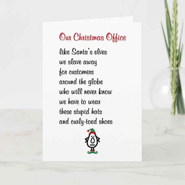 Our Christmas Office - a funny Christmas Poem Holiday Card (Front)