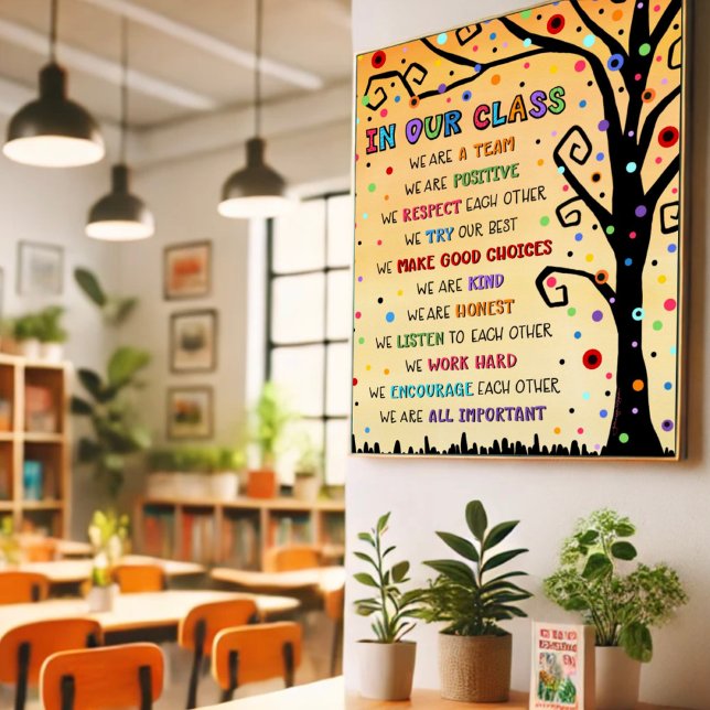 Our Class Rules Teacher Inspiring Colourful Tree  Poster (Creator Uploaded)