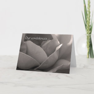 Our condolences - rose card in b&w