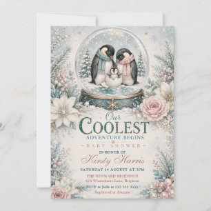 Our Coolest Adventure Begins Winter Baby Shower Invitation