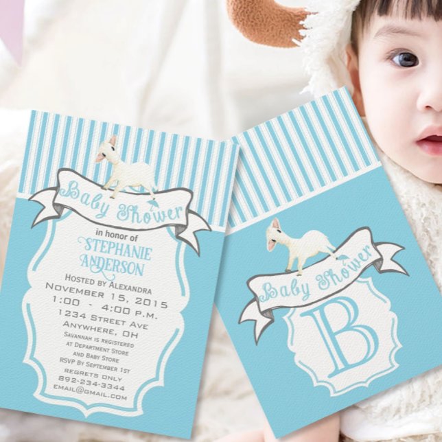 Our Cute Lil Lamb Baby Boy Shower Invitation (Creator Uploaded)