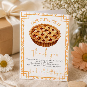 Our Cutie Pie 1st Birthday Party Thank You Card