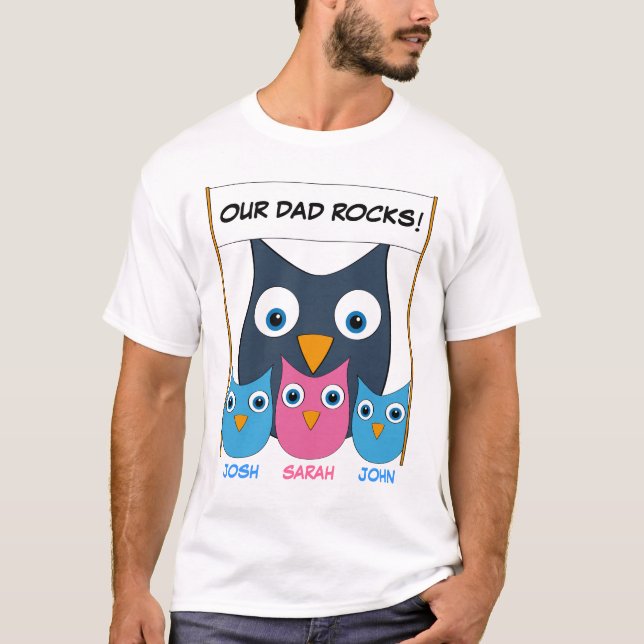 "Our Dad rocks!" - Customisable Father's day T-Shirt (Front)