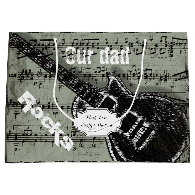 Our Dad Rocks Large Gift Bag (Front)