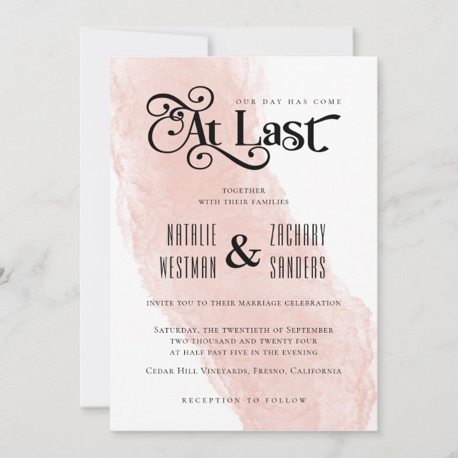 Our Day Has Come At Last Wedding Invitation (Front)