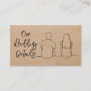Our Details Wedding Website   Kraft Line Drawing  Enclosure Card