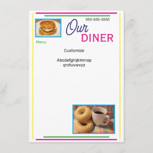 Our Diner Customised Menu