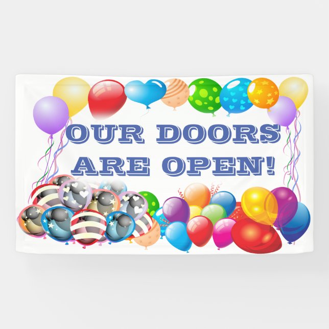 Our doors are open Vinyl Banner 3' x 5' Banner (Horizontal)