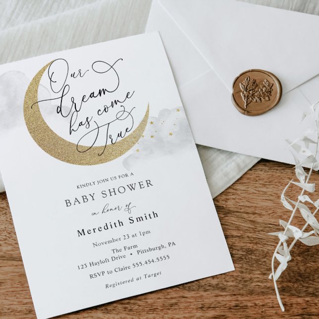 Our Dream Has Come True Moon and Stars Baby  Invitation (Creator Uploaded)