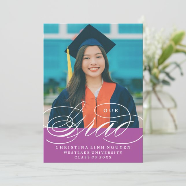 OUR ELEGANT SCRIPT GRAD | GRADUATION INVITATION (Standing Front)