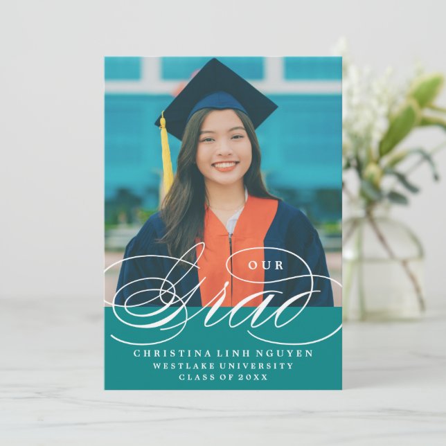 OUR ELEGANT SCRIPT GRAD | GRADUATION INVITATION (Standing Front)