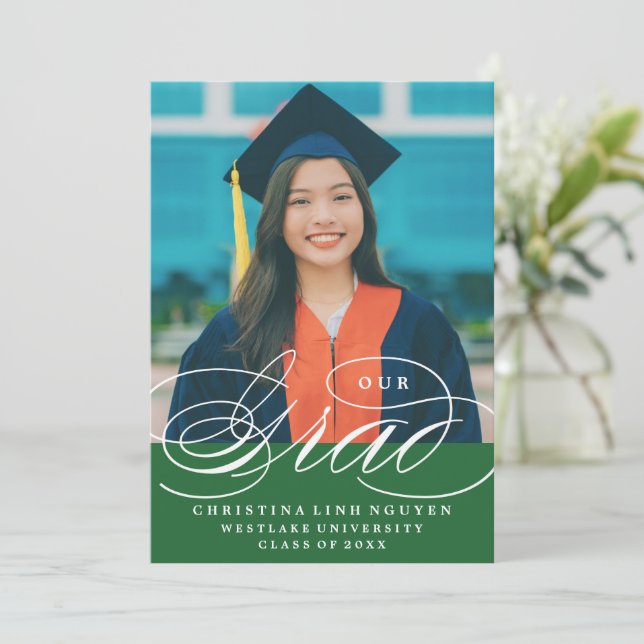 OUR ELEGANT SCRIPT GRAD | GRADUATION INVITATION (Standing Front)