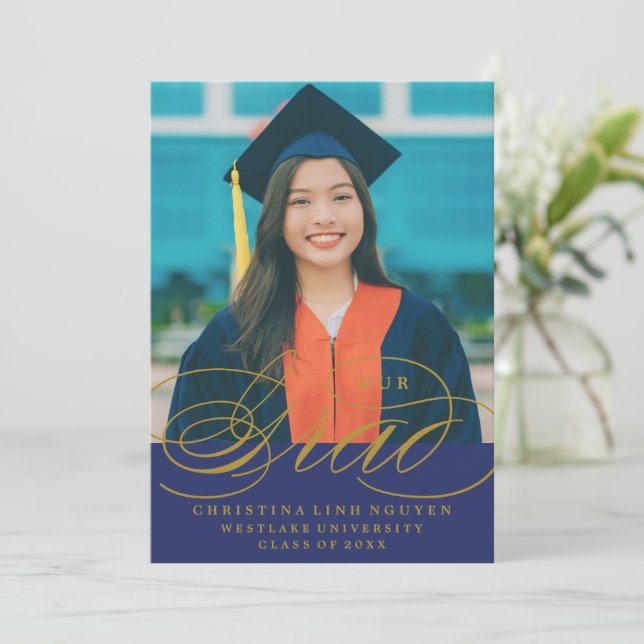 OUR ELEGANT SCRIPT GRAD | GRADUATION INVITATION (Standing Front)