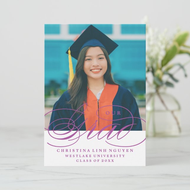 OUR ELEGANT SCRIPT GRAD | GRADUATION INVITATION (Standing Front)