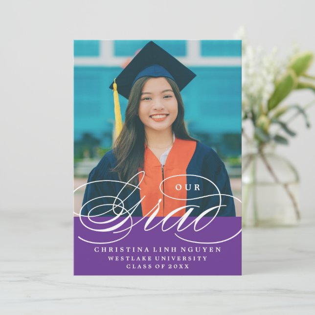 OUR ELEGANT SCRIPT GRAD | GRADUATION INVITATION (Standing Front)