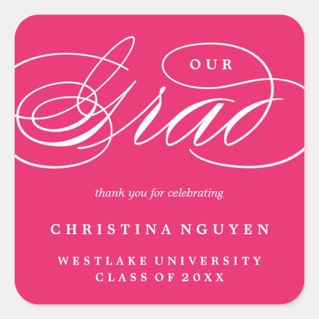 OUR ELEGANT SCRIPT GRAD | THANK YOU STICKER (Front)