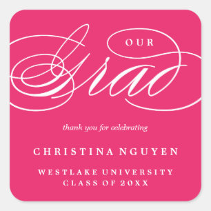 OUR ELEGANT SCRIPT GRAD   THANK YOU STICKER