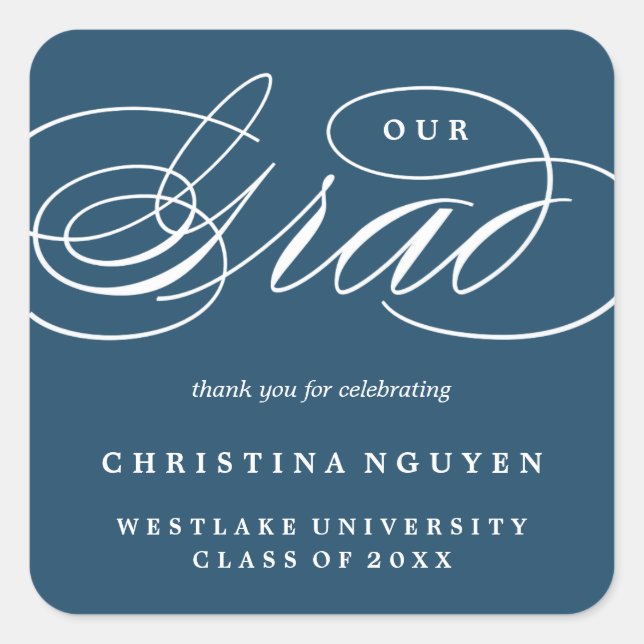 OUR ELEGANT SCRIPT GRAD | THANK YOU STICKER (Front)
