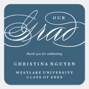 OUR ELEGANT SCRIPT GRAD   THANK YOU STICKER