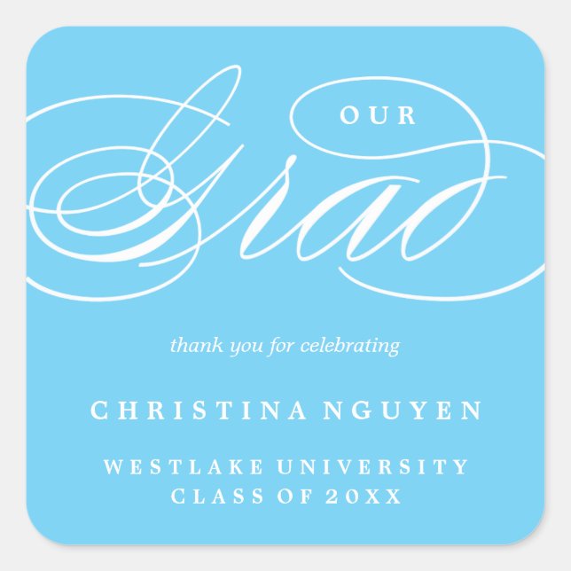 OUR ELEGANT SCRIPT GRAD | THANK YOU STICKER (Front)