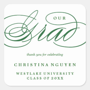 OUR ELEGANT SCRIPT GRAD THANK YOU STICKER