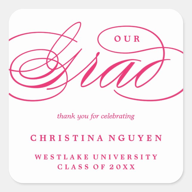 OUR ELEGANT SCRIPT GRAD | THANK YOU STICKER (Front)