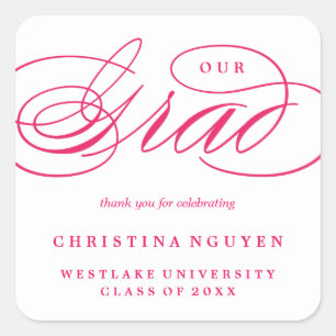 OUR ELEGANT SCRIPT GRAD   THANK YOU STICKER