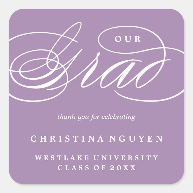 OUR ELEGANT SCRIPT GRAD | THANK YOU STICKER (Front)