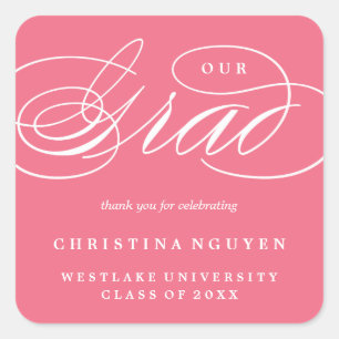 OUR ELEGANT SCRIPT GRAD   THANK YOU STICKER