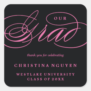 OUR ELEGANT SCRIPT GRAD THANK YOU STICKER