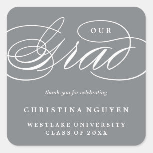 OUR ELEGANT SCRIPT GRAD   THANK YOU STICKER