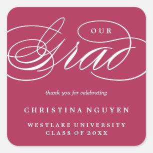 OUR ELEGANT SCRIPT GRAD   THANK YOU STICKER
