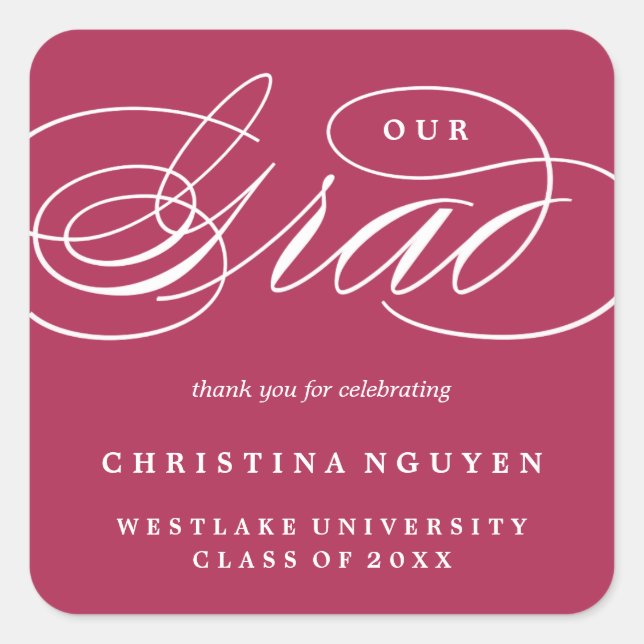 OUR ELEGANT SCRIPT GRAD | THANK YOU STICKER (Front)