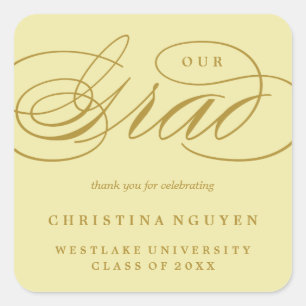 OUR ELEGANT SCRIPT GRAD   THANK YOU STICKER
