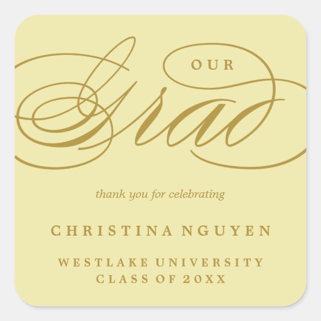 OUR ELEGANT SCRIPT GRAD | THANK YOU STICKER (Front)