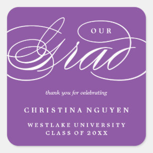 OUR ELEGANT SCRIPT GRAD THANK YOU STICKER