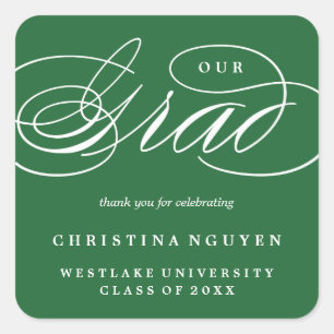 OUR ELEGANT SCRIPT GRAD THANK YOU STICKER