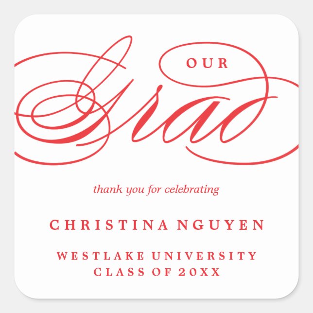 OUR ELEGANT SCRIPT GRAD | THANK YOU STICKER (Front)