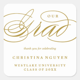 OUR ELEGANT SCRIPT GRAD THANK YOU STICKER